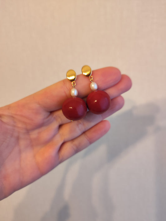 Pendientes Esfera Rojo