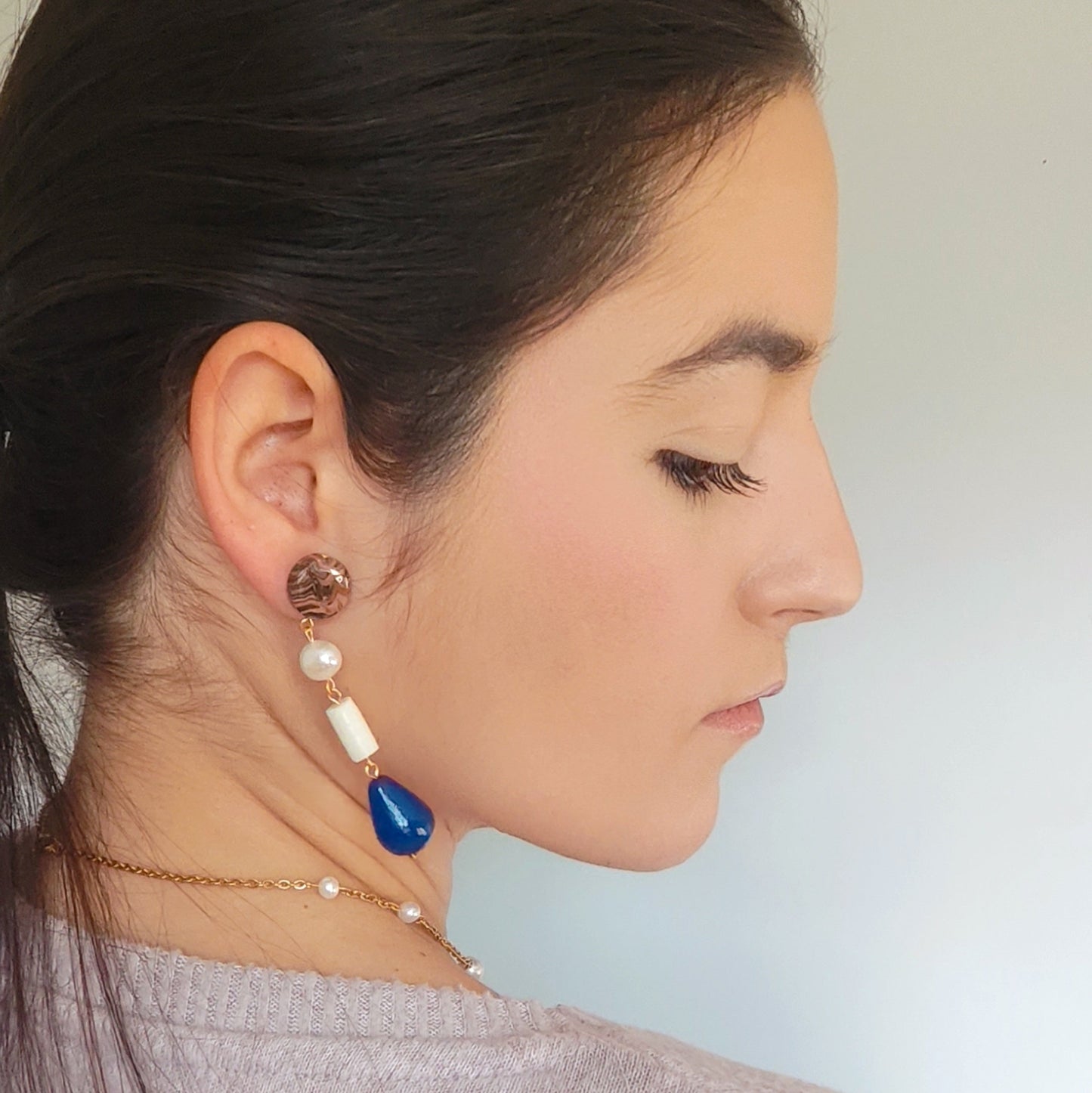 Pendientes Olympia Marron y Azul