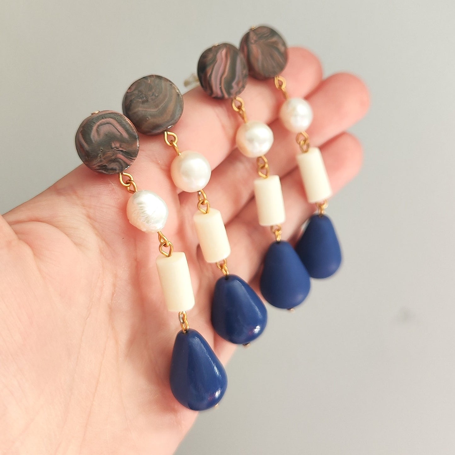 Pendientes Olympia Marron y Azul