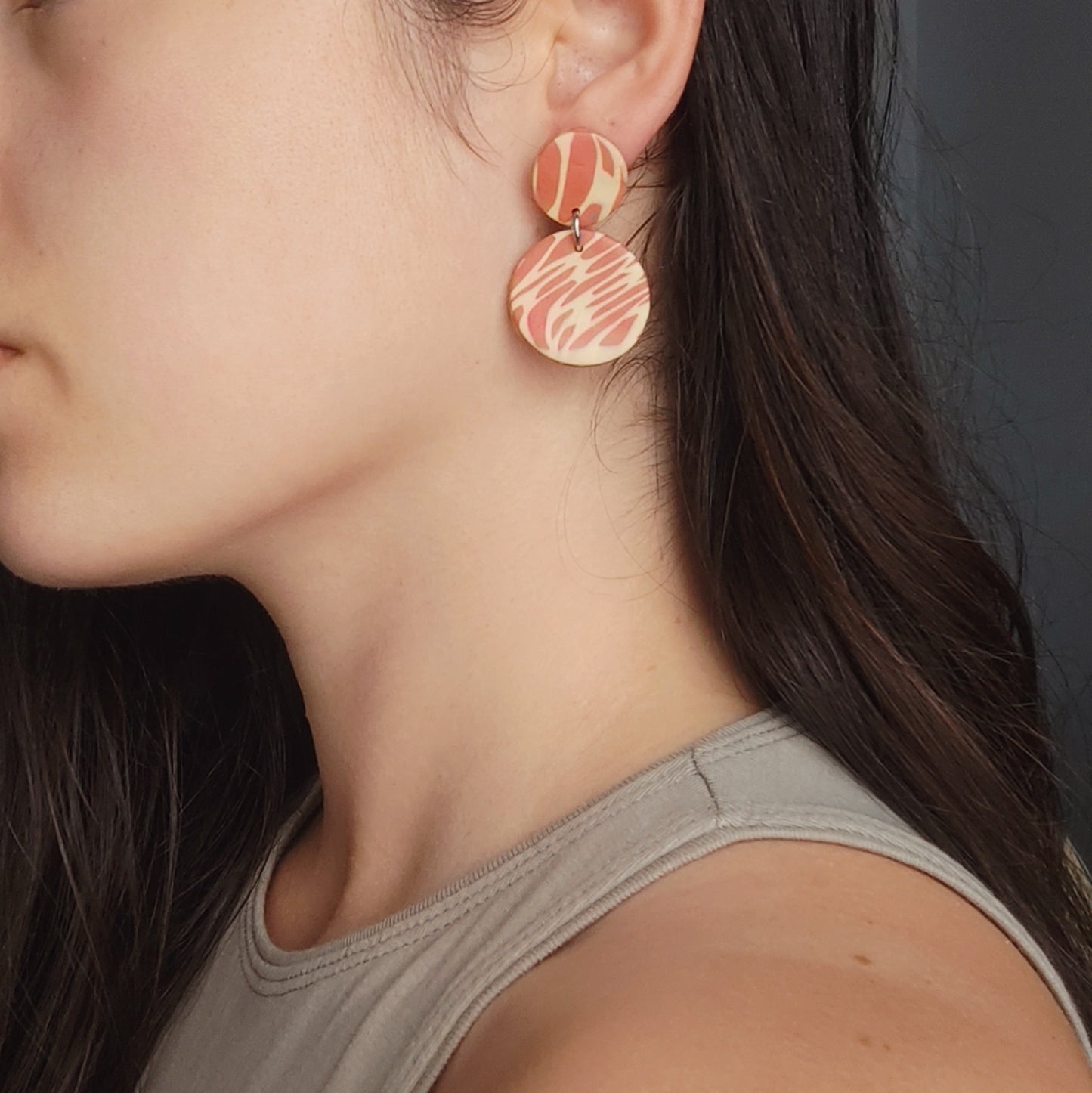 Pendientes Naranja y Beige