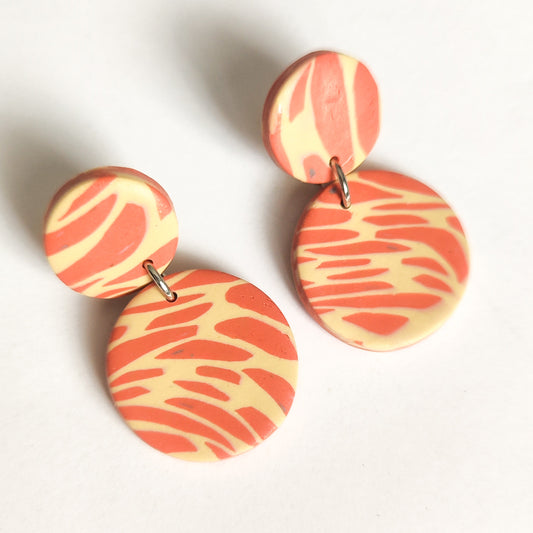 Pendientes Naranja y Beige