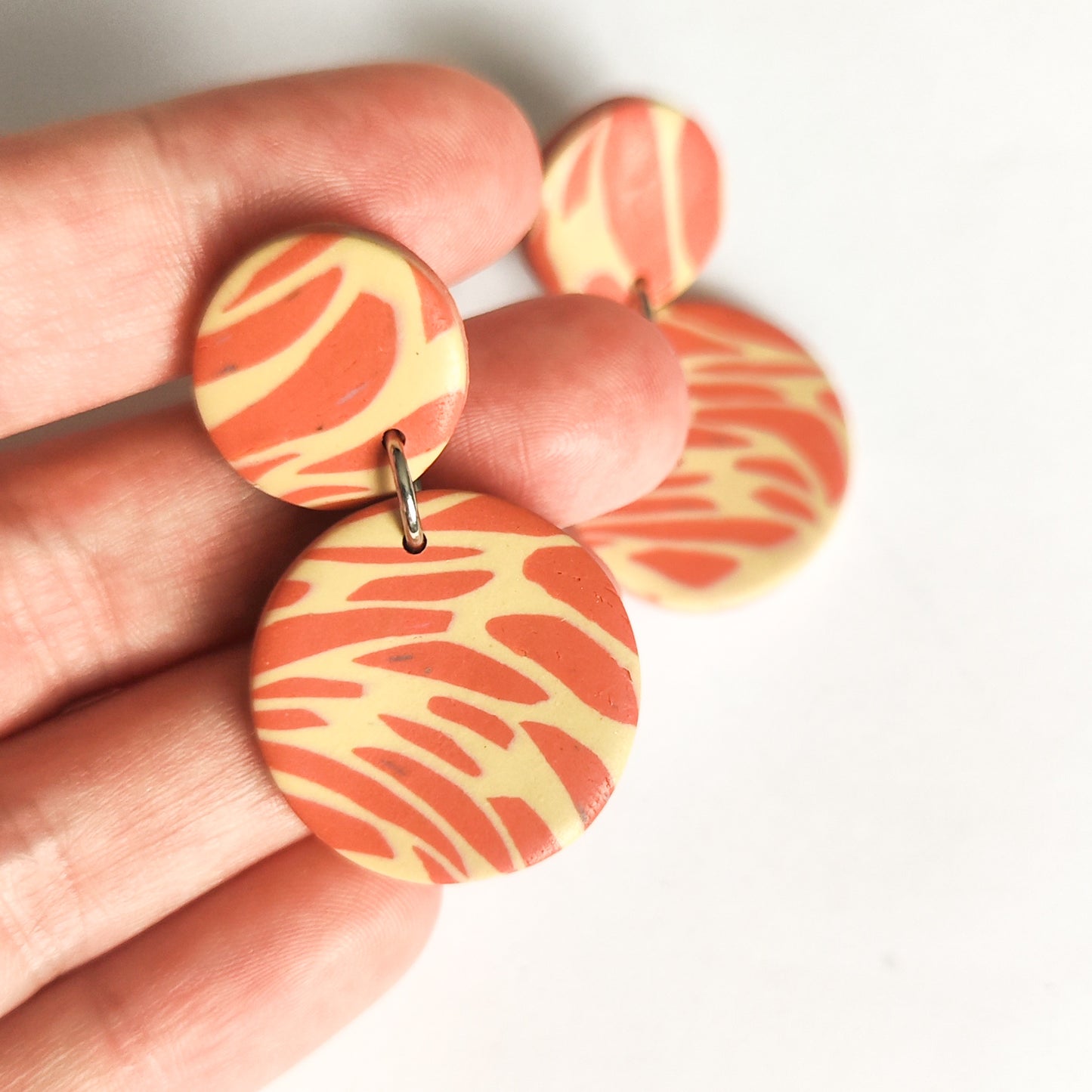 Pendientes Naranja y Beige