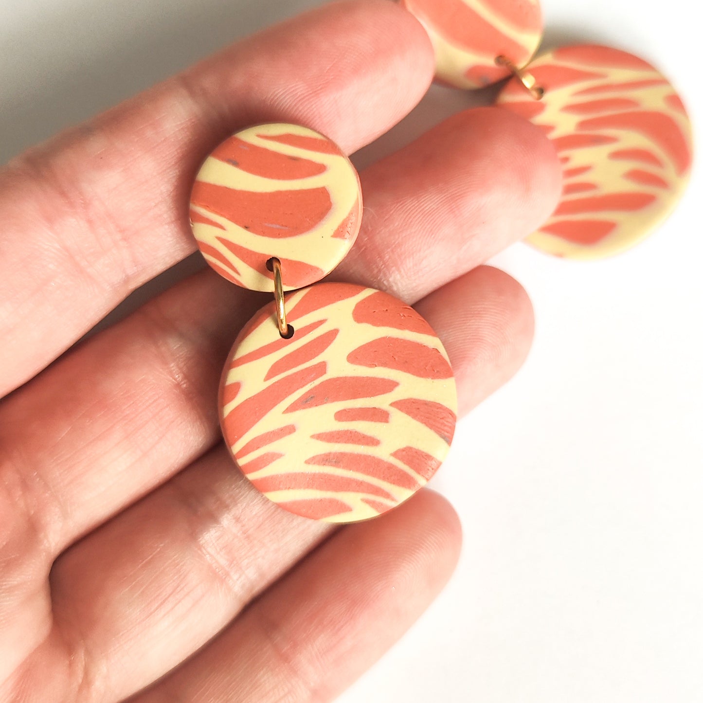 Pendientes Naranja y Beige