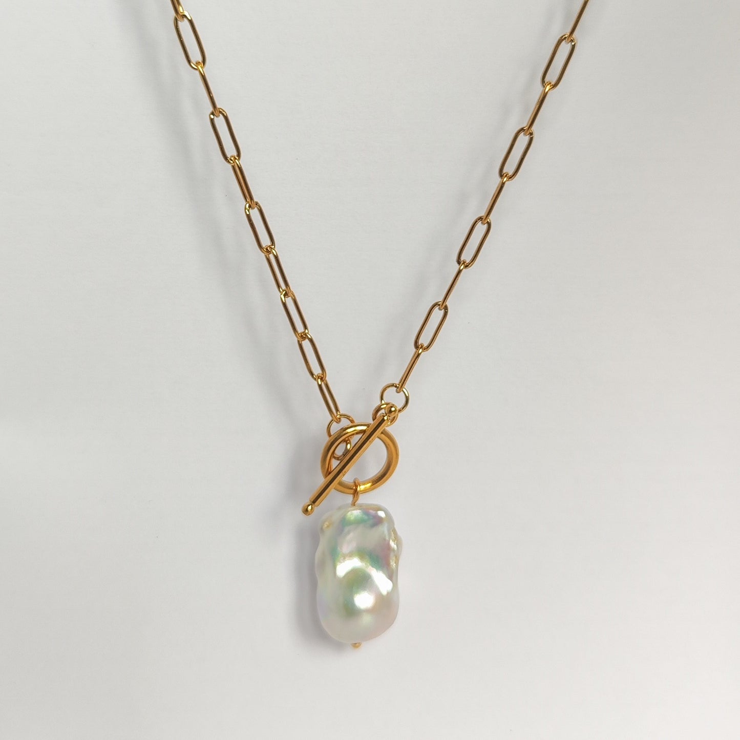 Collar Eslabones y Perla Barroca