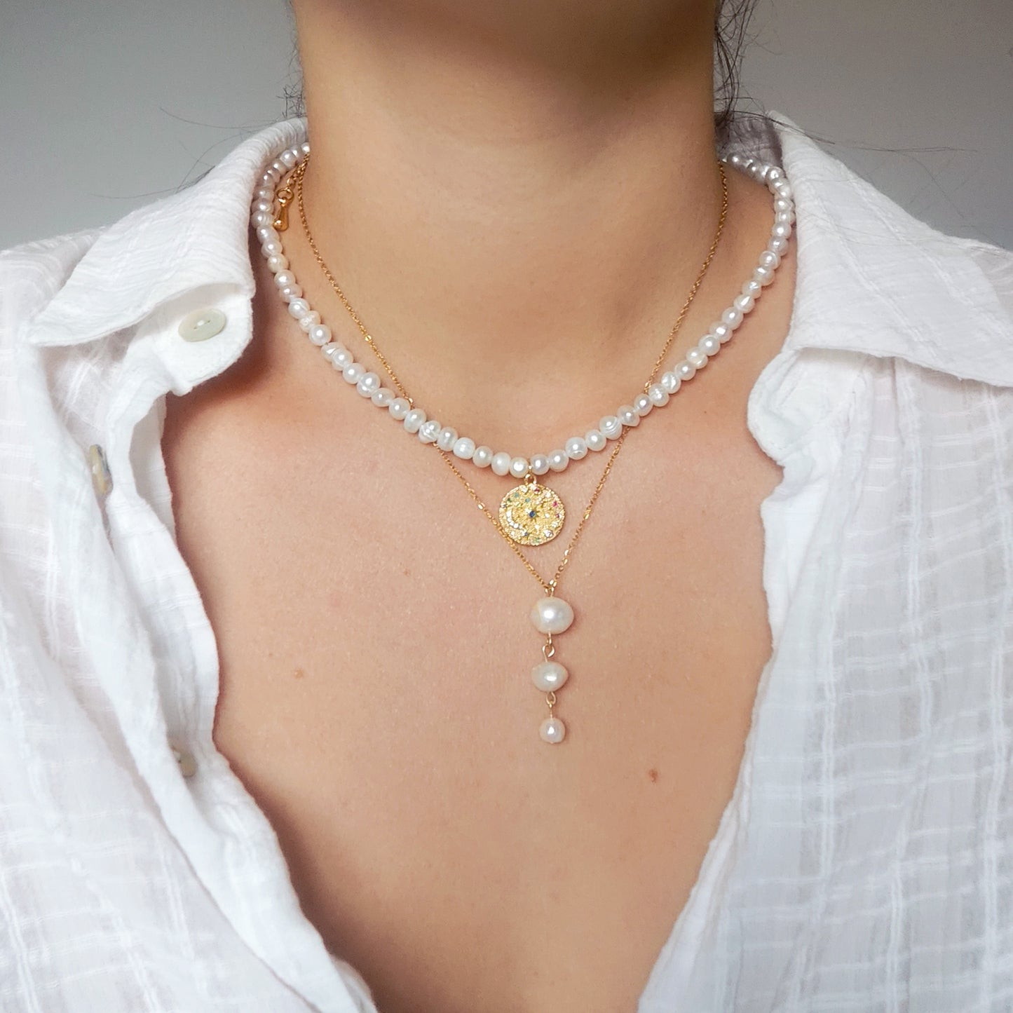 Collar Perlas alargado