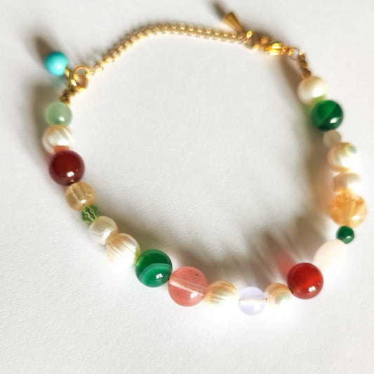 Pulsera piedras semipreciosas y perlas naturales