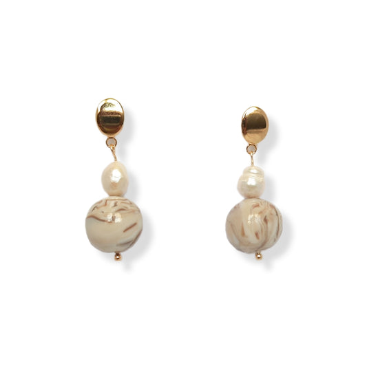 Pendientes Esfera Crema