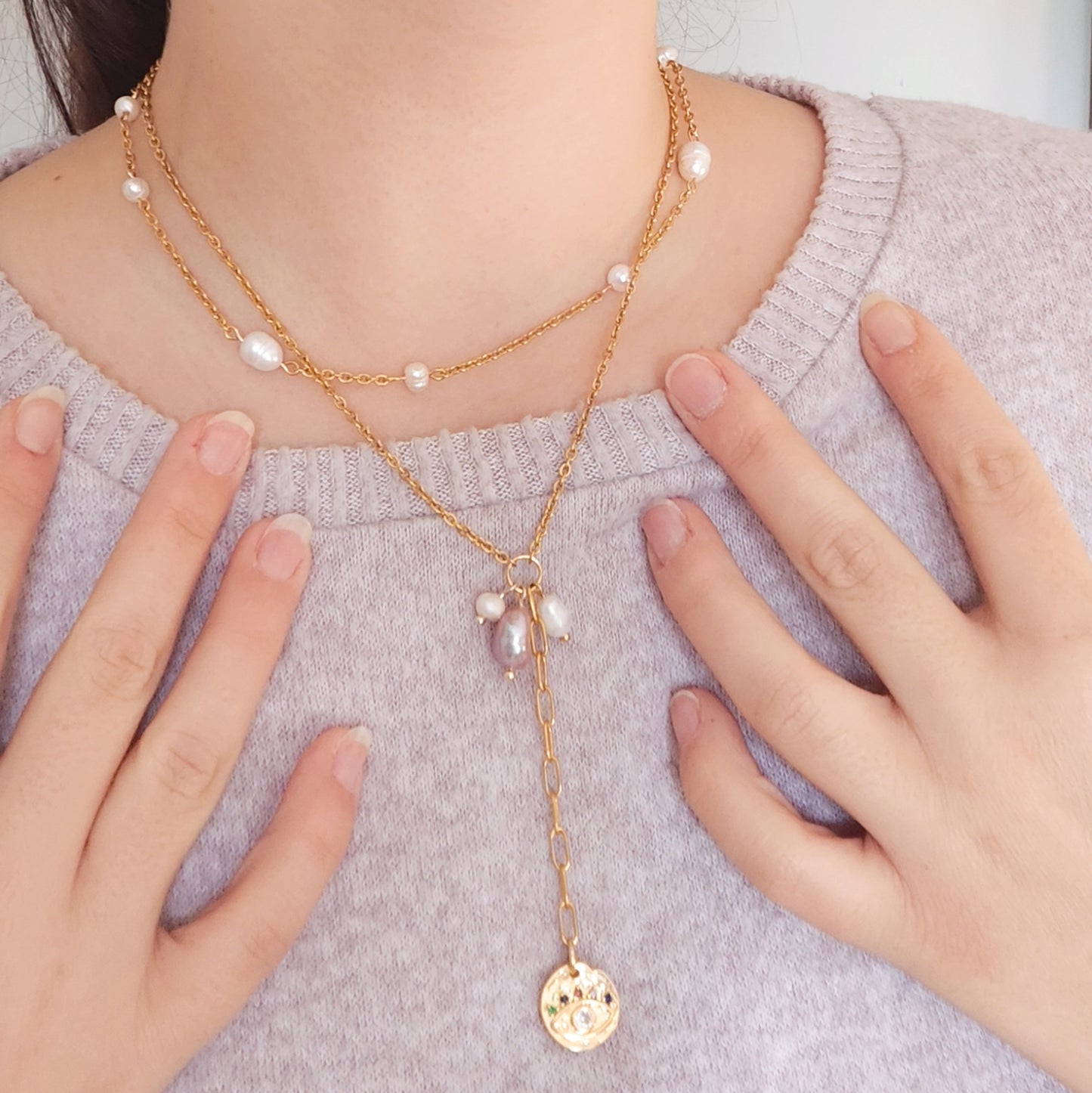 Collar Cadena y Perlas