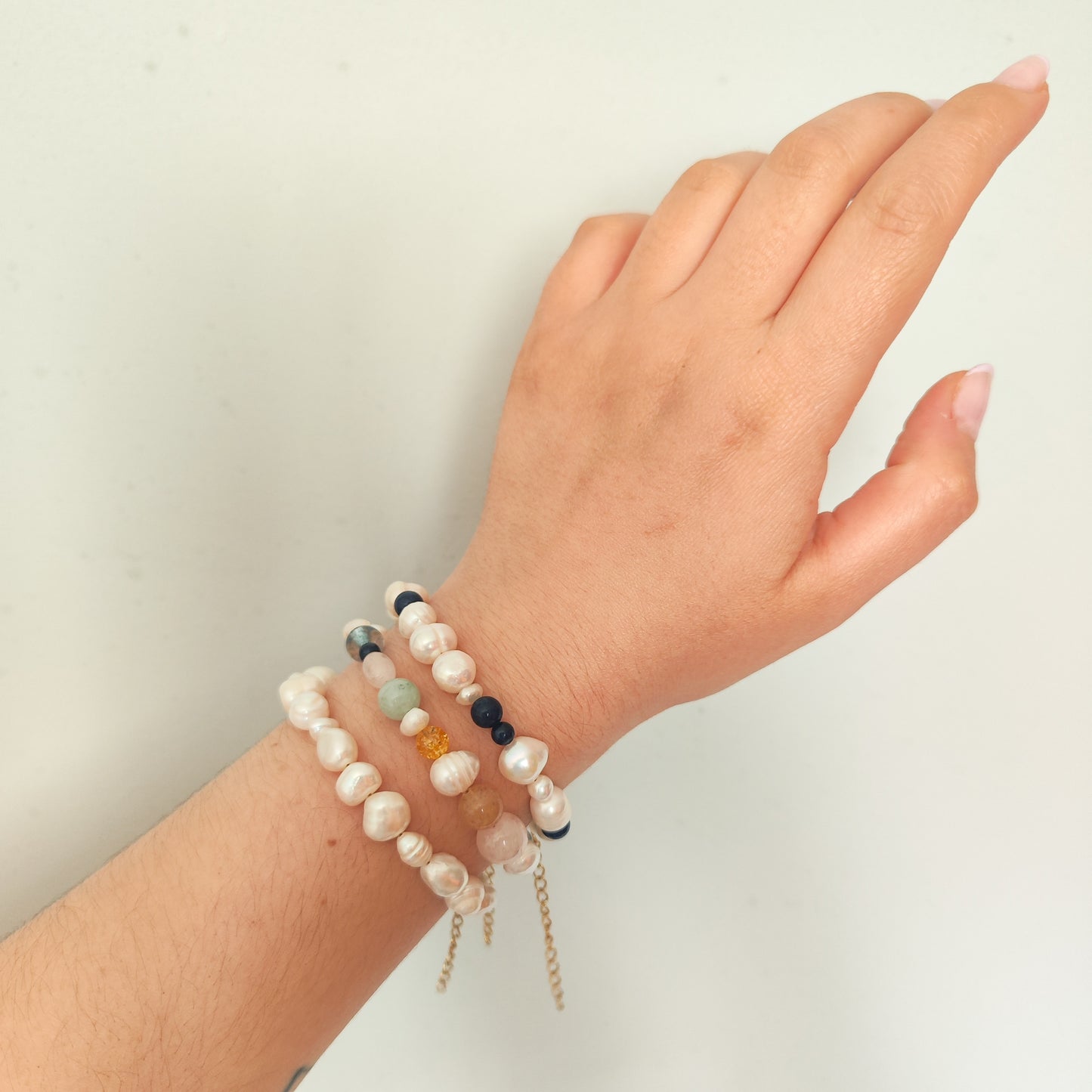 Pulsera piedras semipreciosas y perlas naturales