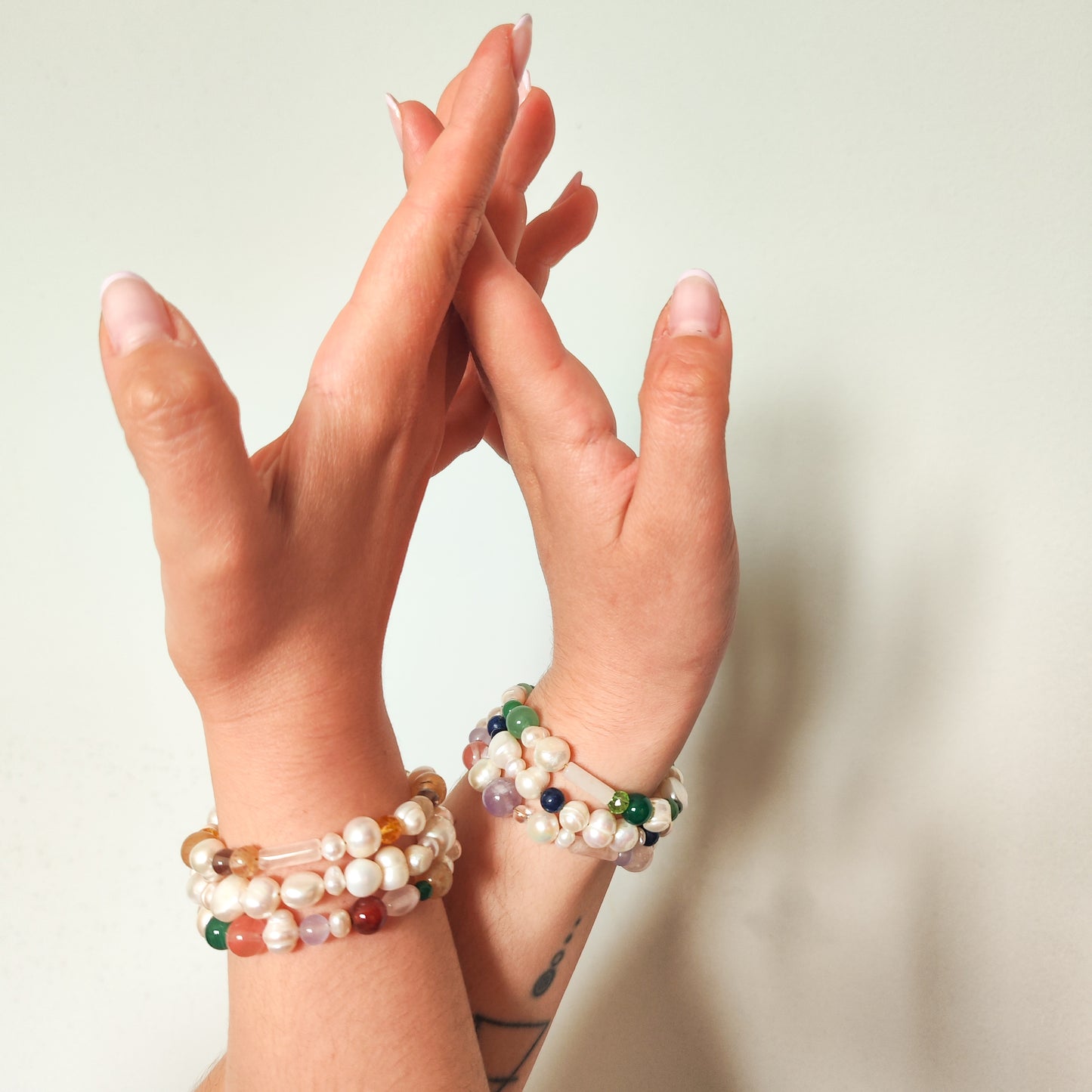Pulsera piedras semipreciosas y perlas naturales