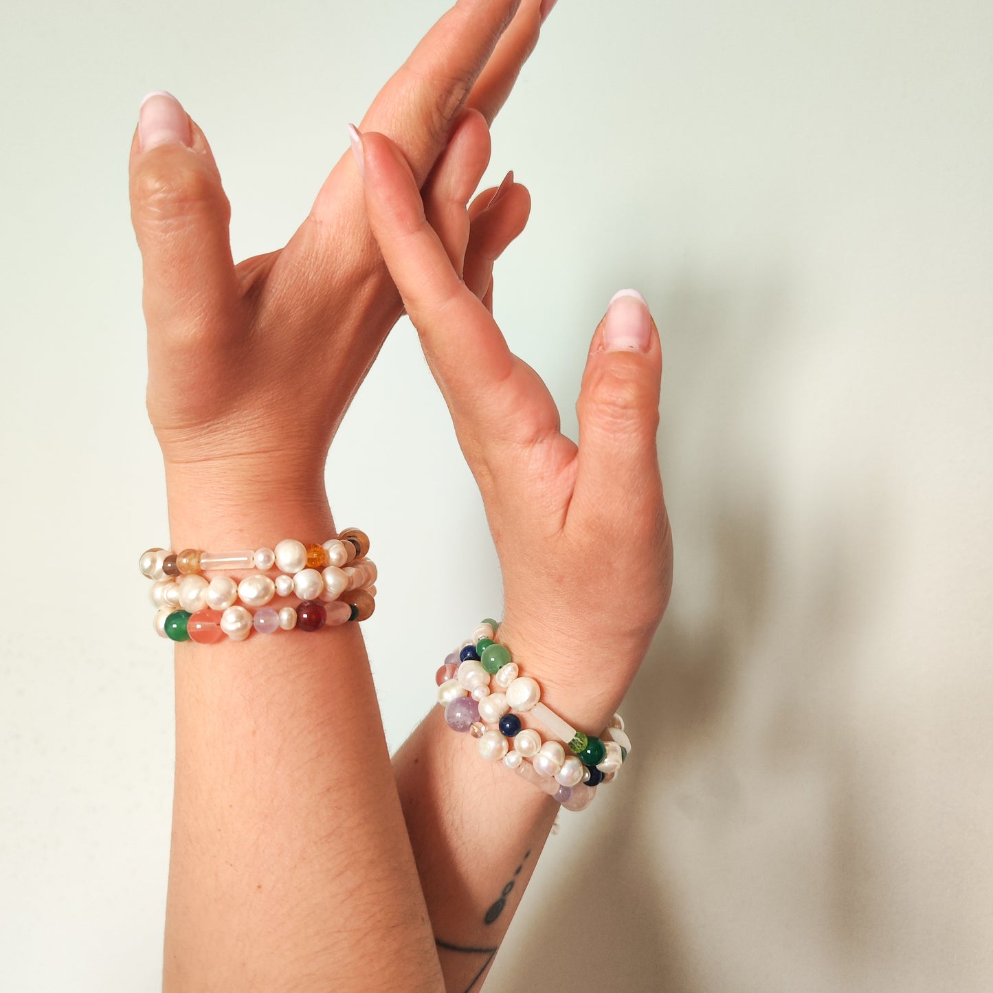 Pulsera piedras semipreciosas y perlas naturales