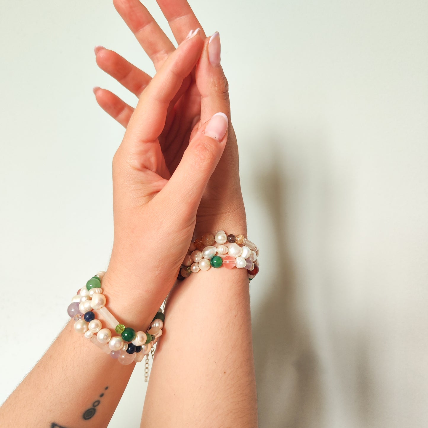 Pulsera piedras semipreciosas y perlas naturales