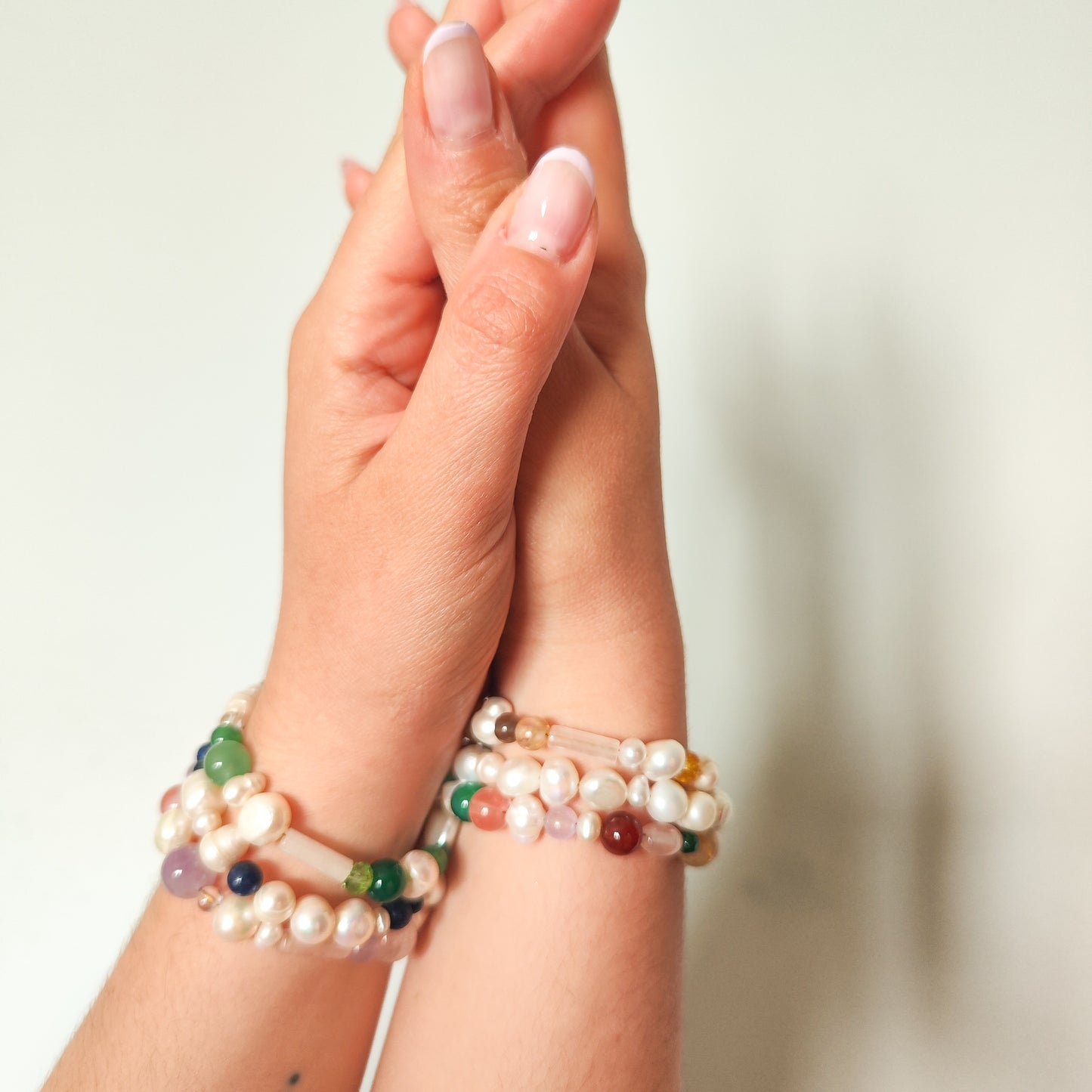 Pulsera piedras semipreciosas y perlas naturales