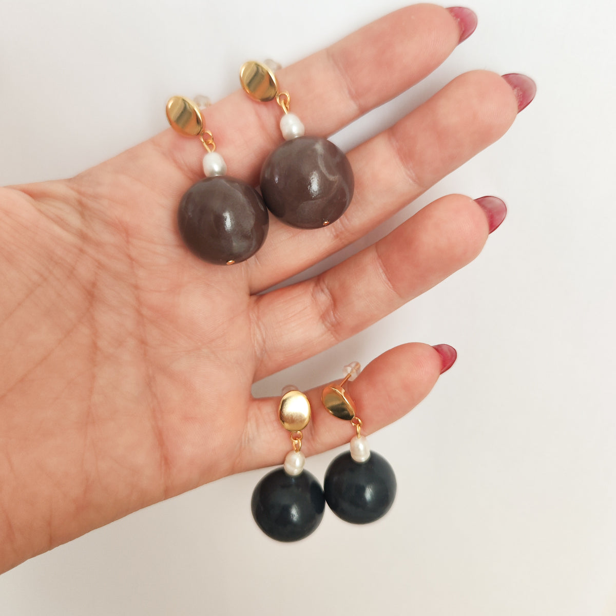 Pendientes Esfera y Perlas