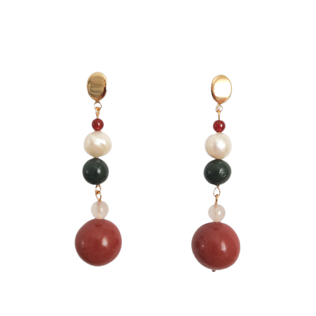 Pendientes Largos Arcilla y Perla