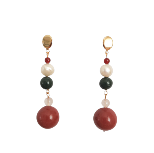 Pendientes Largos Arcilla y Perla