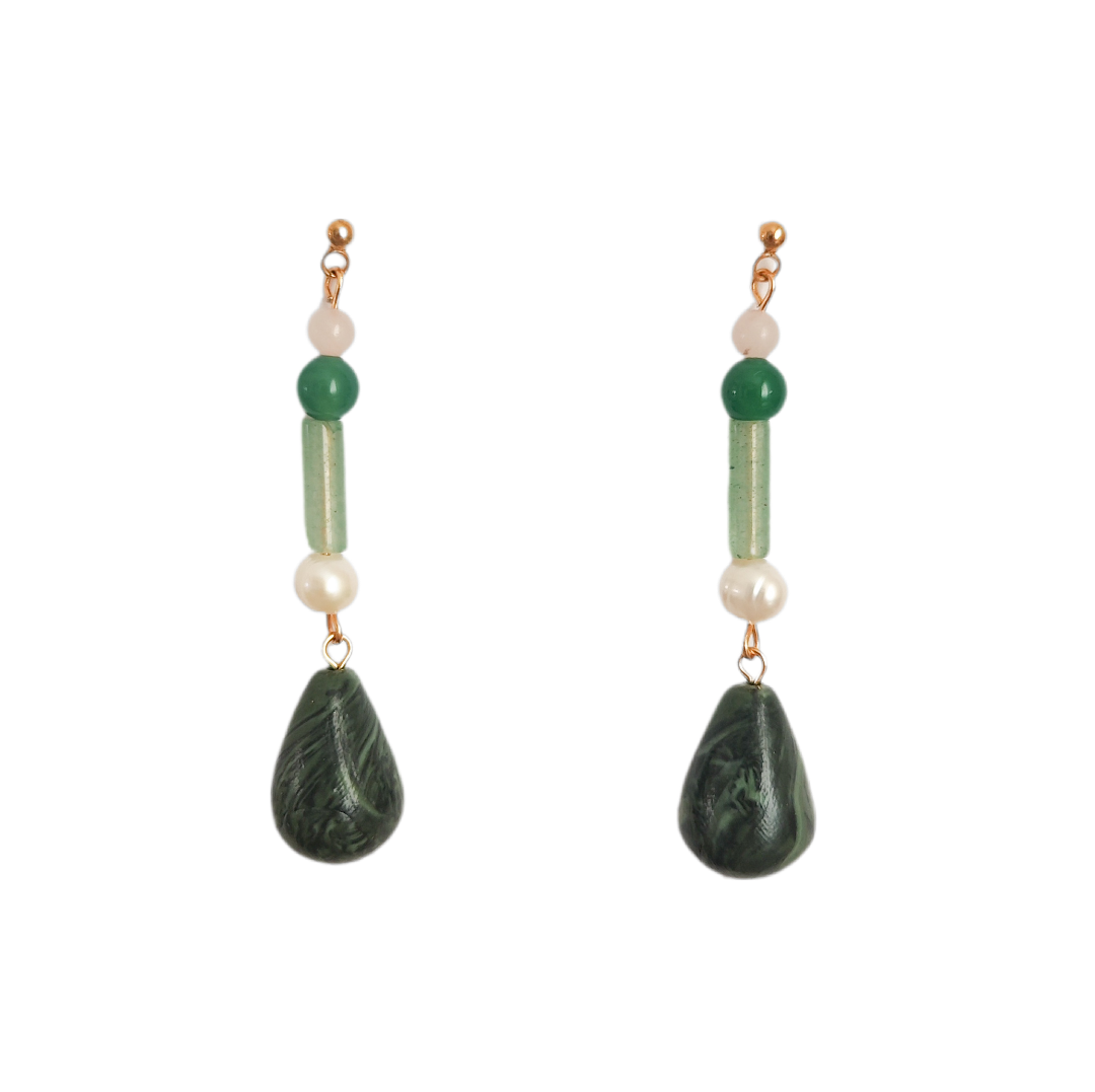 Pendientes Alargados Arcilla y Perla