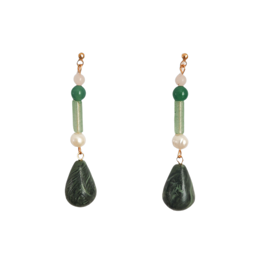 Pendientes Alargados Arcilla y Perla