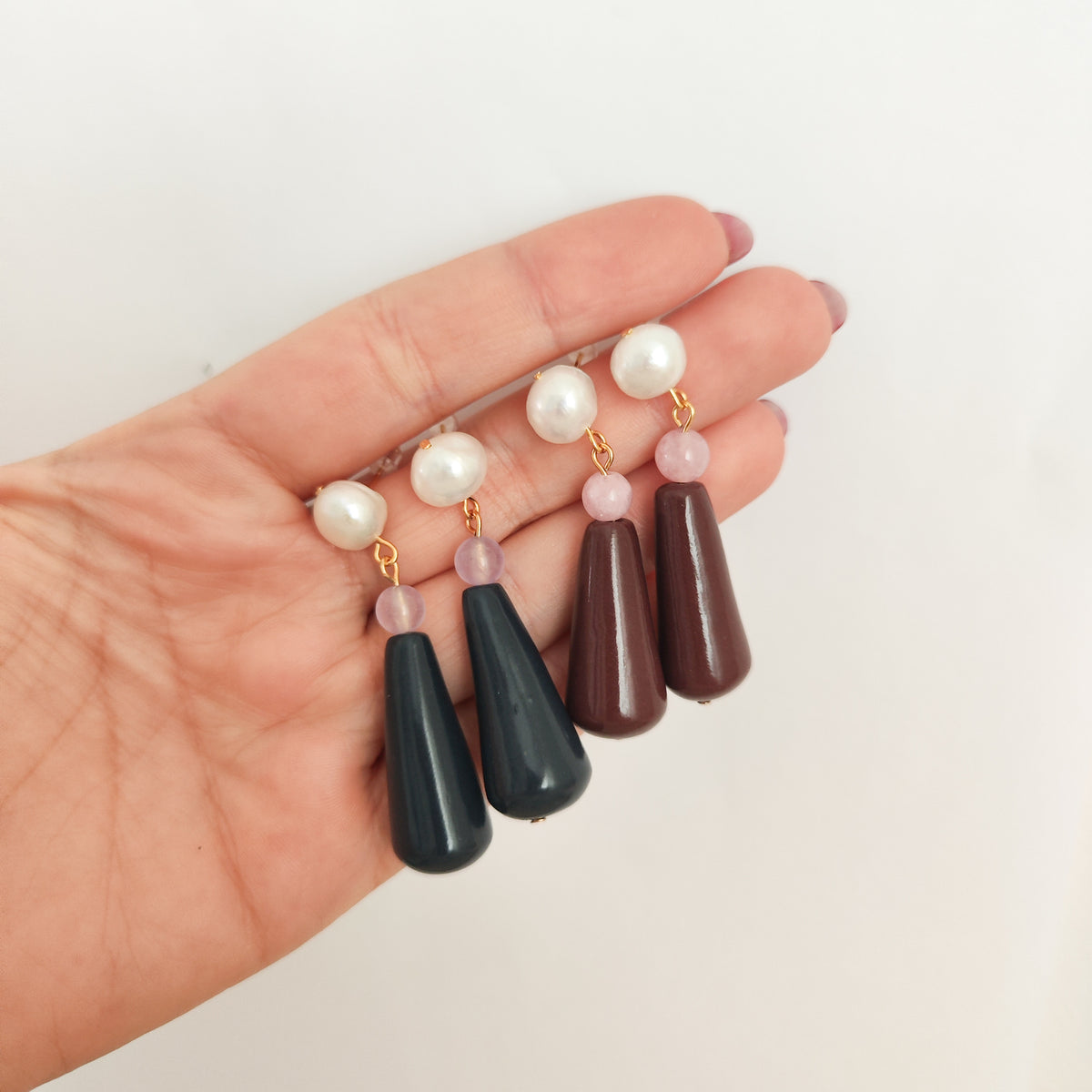 Pendientes Gota Perlas y Arcilla