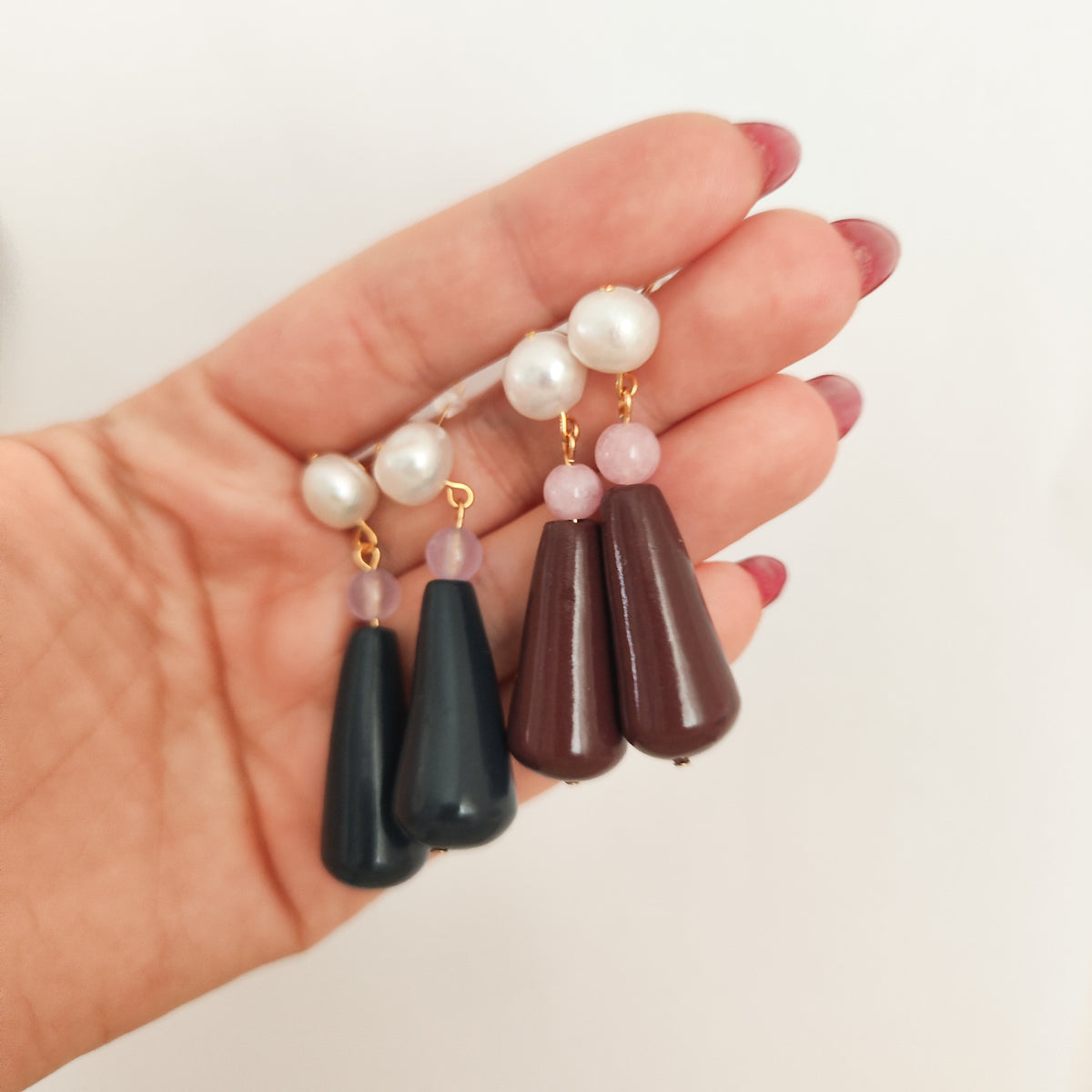 Pendientes Gota Perlas y Arcilla