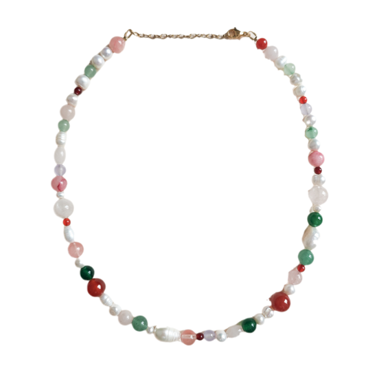Collar Otoño Perlas y Piedras Naturales