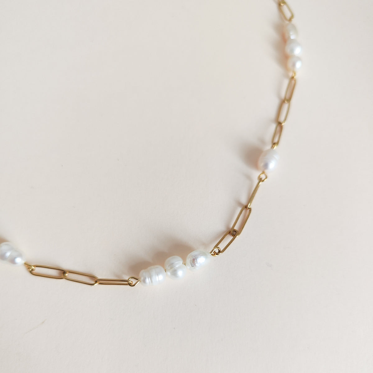 Collar Cadena y Perlas Naturales
