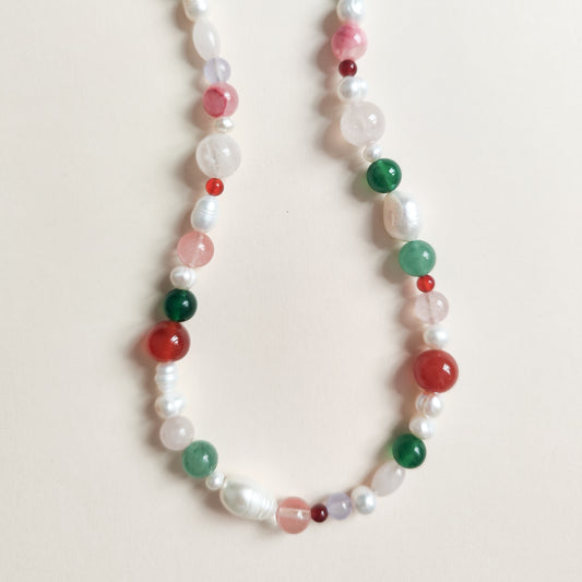 Collar Otoño Perlas y Piedras Naturales