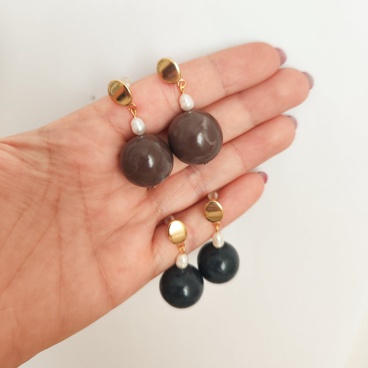 Pendientes Esfera y Perlas