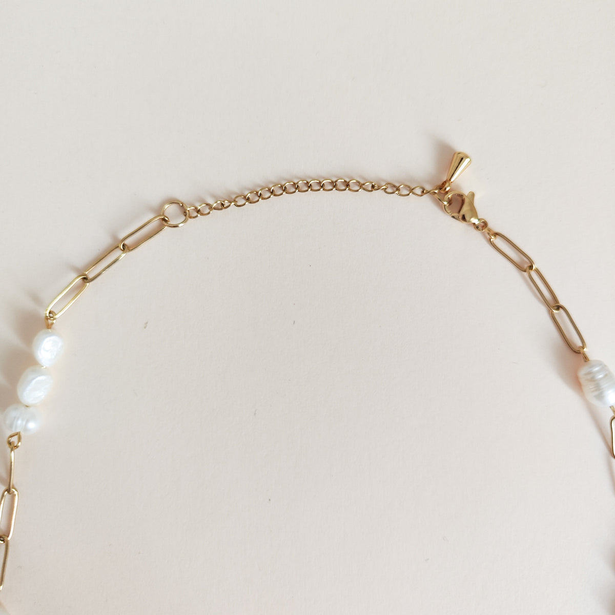 Collar Cadena y Perlas Naturales