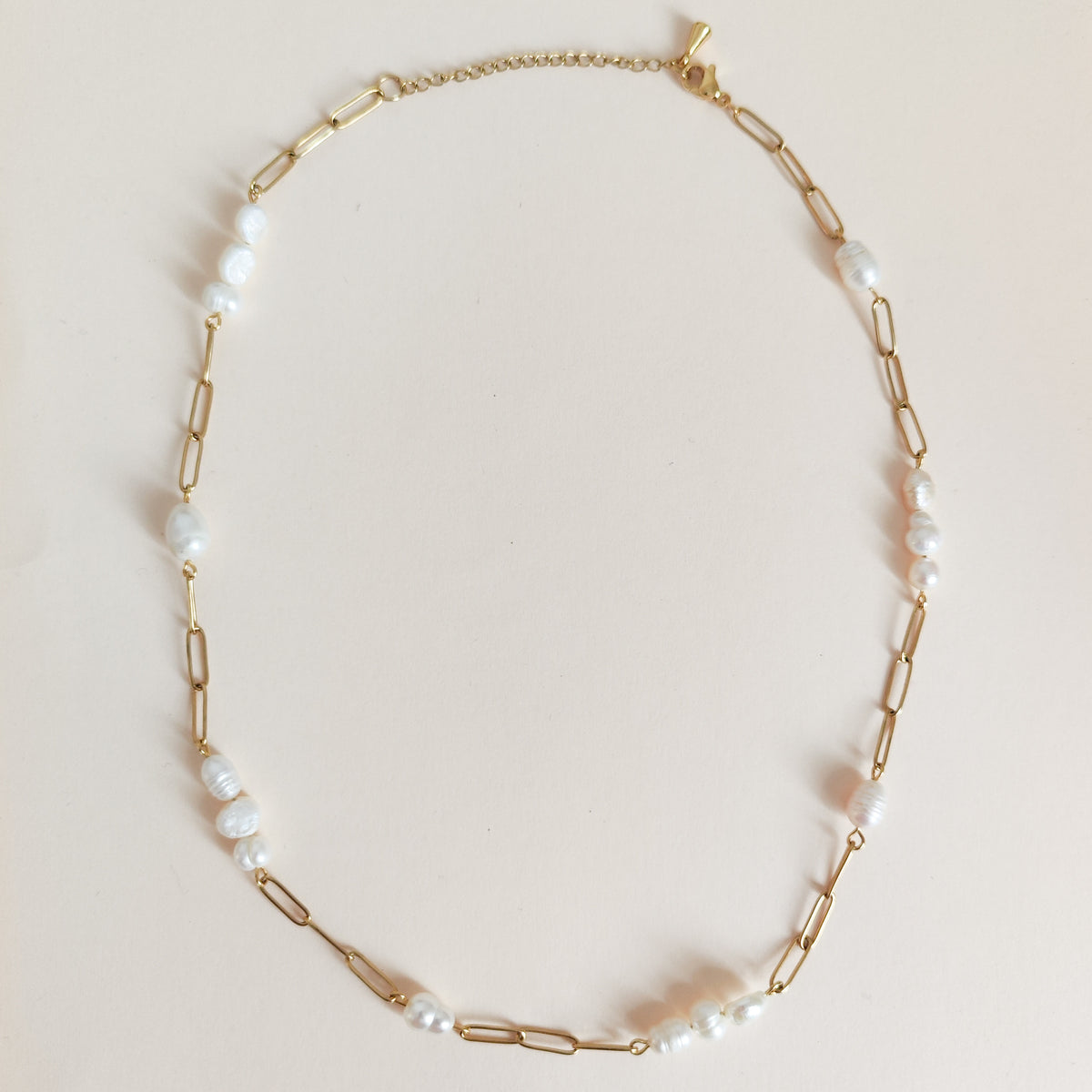 Collar Cadena y Perlas Naturales
