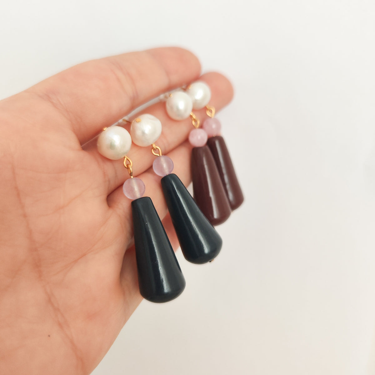 Pendientes Gota Perlas y Arcilla