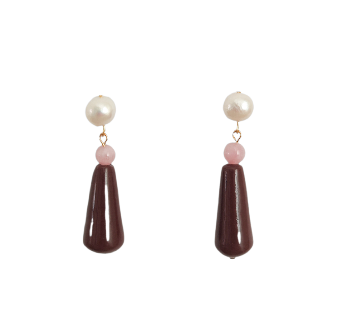 Pendientes Gota Perlas y Arcilla