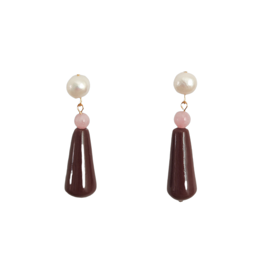 Pendientes Gota Perlas y Arcilla