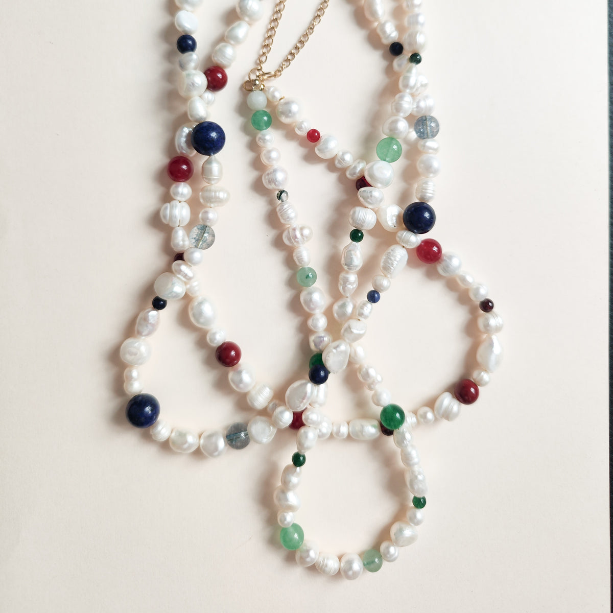 Collar Perlas y Piedras Naturales